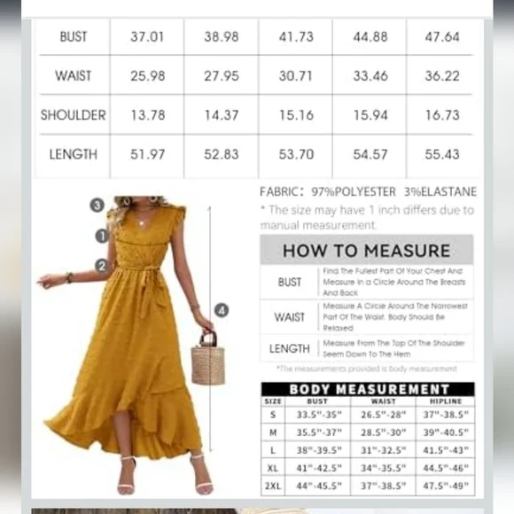 BTFBM Women's 2023 Summer Wrap V Neck Dress Ruffle Sleeve Swiss Dot Boho Sz M - Picture 6 of 16